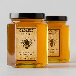 Honung Burk-etiketter Honeybee Honeycomb Bee Apiar Rektangulärt Klistermärke