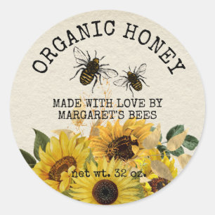 Honung Burk-etiketter Honeybee Honeycomb Bee Apiar Runt Klistermärke