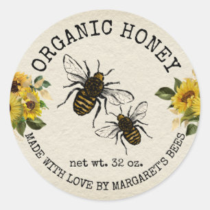 Honung Burk-etiketter Honeybee Honeycomb Bee Apiar Runt Klistermärke