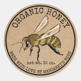 Honung Burk-etiketter Honeybee Honeycomb Bee Apiar Runt Klistermärke