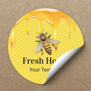 Honung Burk Fresh Bee & Honeycomb biodling Runt Klistermärke