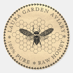 Honung burk lid-etikett för bikomb Apiary Runt Klistermärke