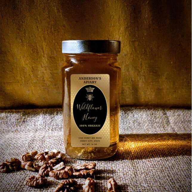 Honung burk modern manus drottbeetikett fraktsedel (Skapare uppladdad)