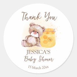 Honung burk nalle väntar tidigt baby runt klistermärke