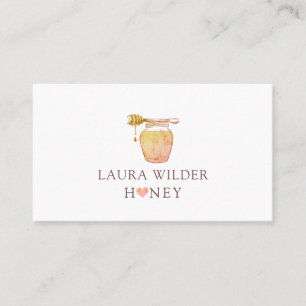Honung Burk och hjärtvattenfärg Illustrerad Logoty Visitkort