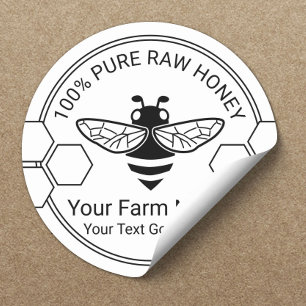 Honung Burk Organic Bee Apiary Biekeeper Farm Runt Klistermärke