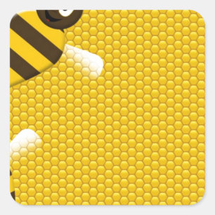 Honung Comb Gult Guld Bee Bees Mönster Art Fyrkantigt Klistermärke