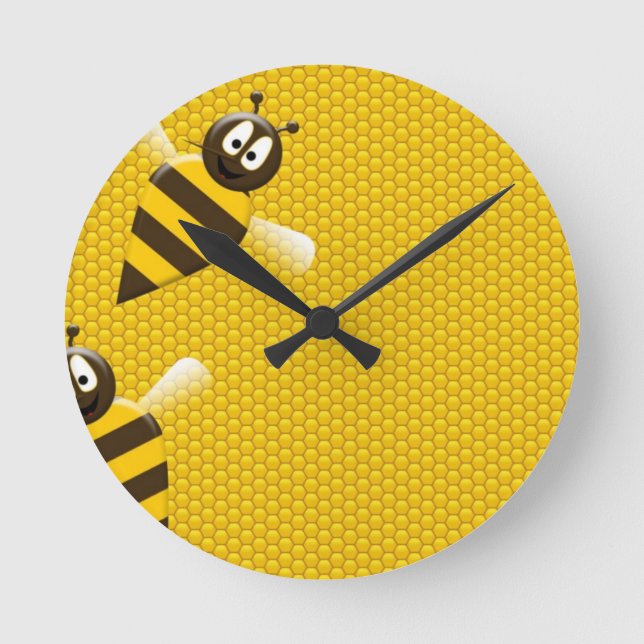 Honung Comb Gult Guld Bee Bees Mönster Art Rund Klocka (Framsida)