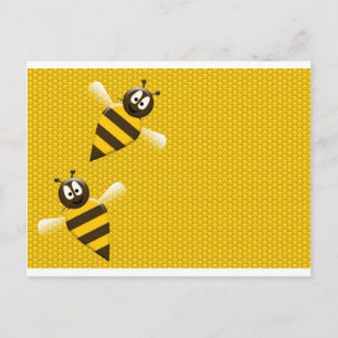 Honung Comb Gult Guld Bee Bees Mönster Art Vykort