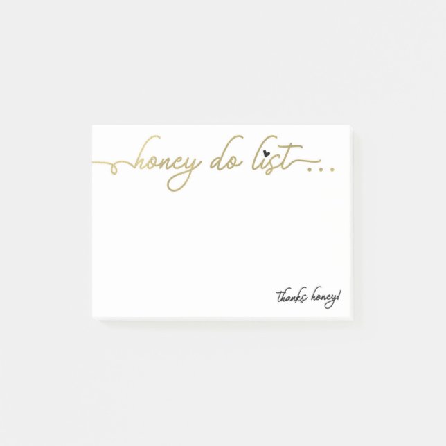 Honung Do List Anteckningsblock, Faux Guld Paint,  Post-it Block (Framsida)