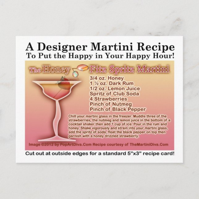 Honung Fitz Spritz Martini Recipe-vykort Vykort (Framsida)
