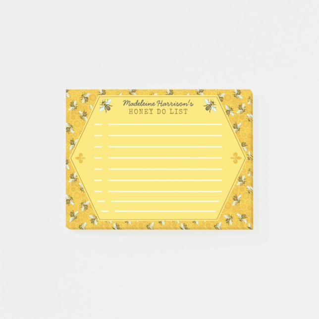 Honung för Honeybeehonungskakahumlan listar Post-it Block (Framsida)