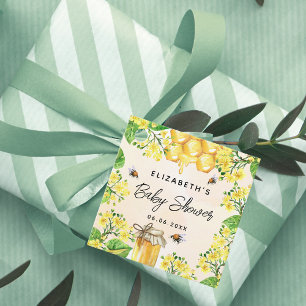 Honung från babydussbin gula blommor gåvor etiketter