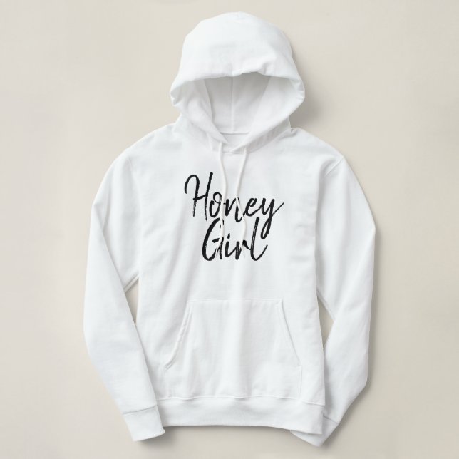 Honung Girl Typography Black & White Girly Womens T Shirt (Design framsida)