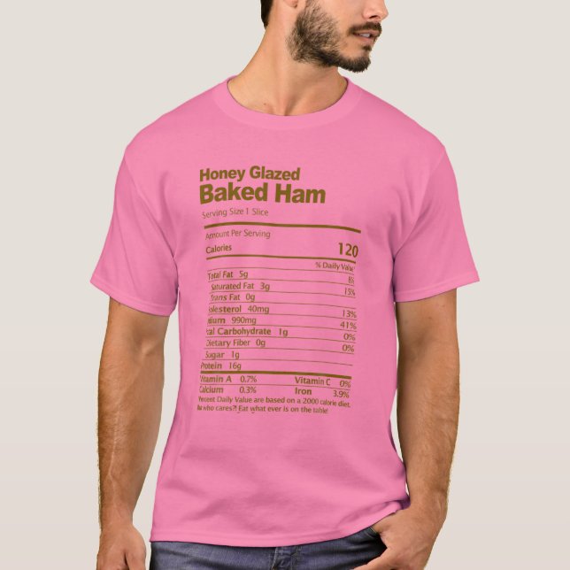 Honung Glazed Baked Ham Nutrition Facts jul T Shirt (Framsida)