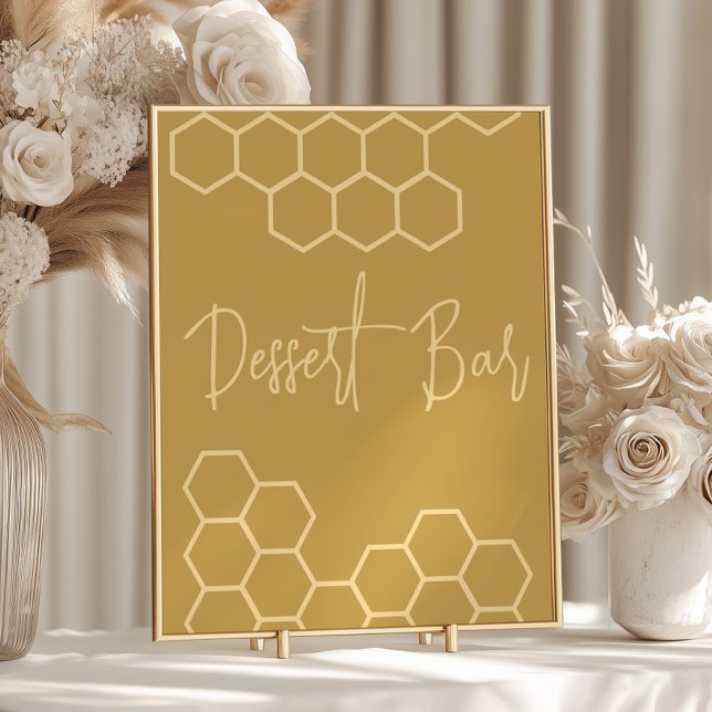 Honung Golden Beige Baby Shower Dessert Pub Poster (Skapare uppladdad)
