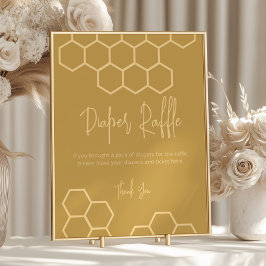 Honung Golden Beige Baby Shower Diaper Raffle Sign Poster