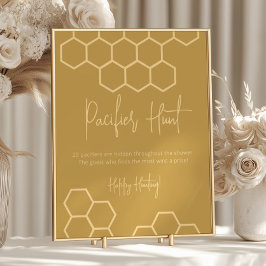 Honung Golden Beige Baby Shower Nappar Hunt-tecken Poster
