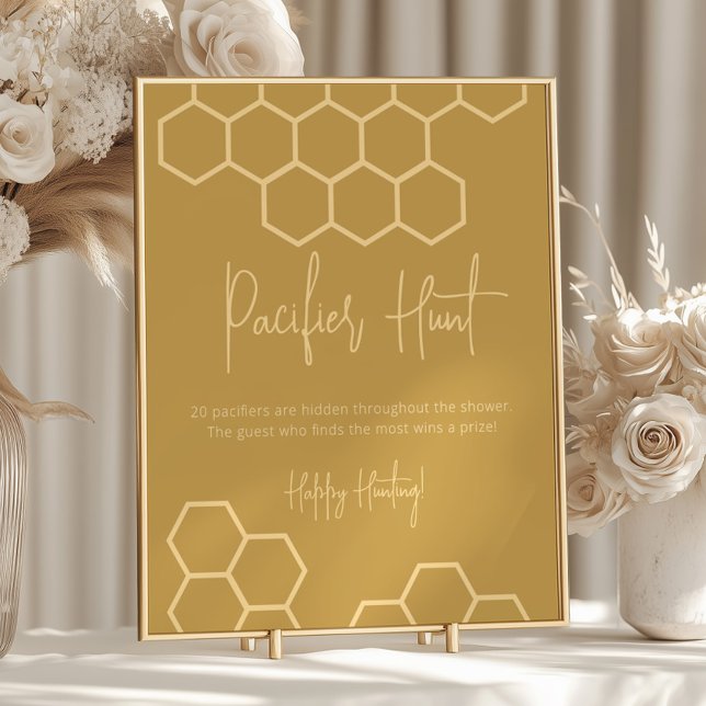Honung Golden Beige Baby Shower Nappar Hunt-tecken Poster (Skapare uppladdad)