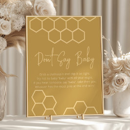 Honung Golden Beige Baby Shower Säg inte Baby Poster