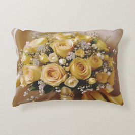 Honung Gul ros Bröllop Bouquet Prydnadskudde