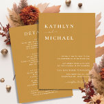 Honung Guld Modern Typografi i ett Bröllop Inbjudningar<br><div class="desc">Honung Guld Modern typografi allt på ett minimalistiskt bröllopskort. Fira din speciella dag med den här eleganten och ett vackert bröllopskort för att passa ditt speciella tillfälle. Alla texterna är i förväg ordnade så att du enkelt och snabbt kan anpassa dig med dina egna detaljer. Om du behöver anpassa eller...</div>