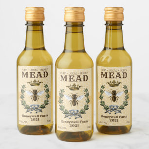 Honung Mead Bee och Krona Vinetikett