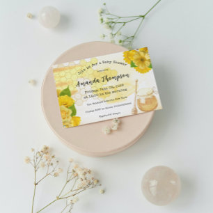 Honung med blommor och Bee Mamma till babyskor Inbjudningar
