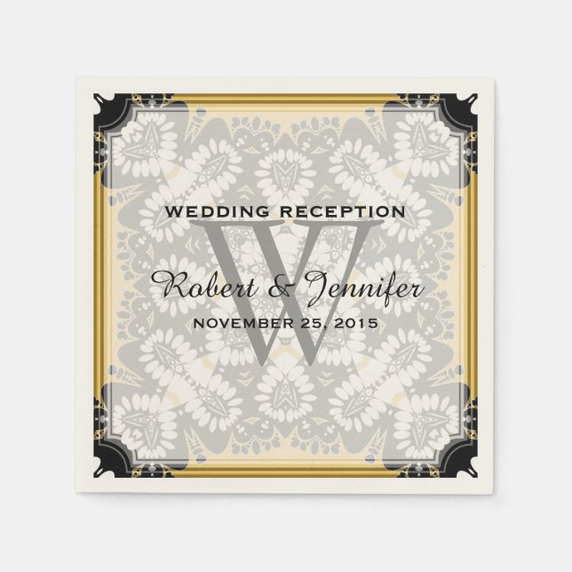 Honung Mustard & Black Tribal Kärlek Pappra Napkin Pappersservett (Framsidan)