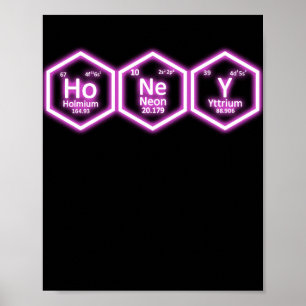 Honung Neon Inslag Periodic Bord Science Poster