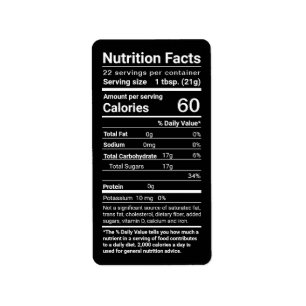 Honung Nutrition Facts Address Label Black Adressetikett
