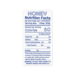 Honung Nutrition Facts Adress Etikett White Blue Adressetikett