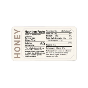 Honung Nutrition Facts Adress Label Ivory Taupe Adressetikett