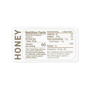 Honung Nutrition Facts Adressetikett med Gräns