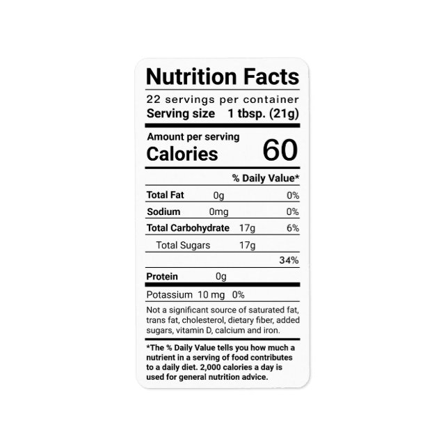Honung Nutrition Facts Adressetikett White (Framsidan)