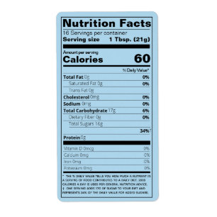 Honung Nutrition Facts Blue Product Fraktsedel