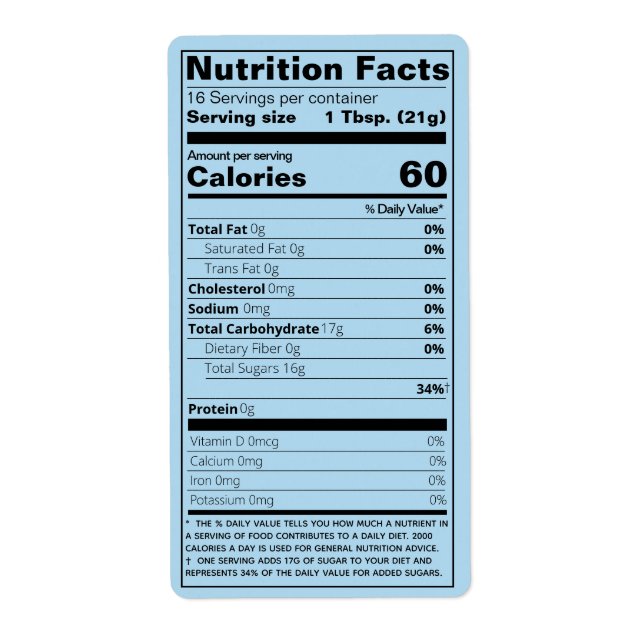 Honung Nutrition Facts Blue Product Fraktsedel (Framsidan)