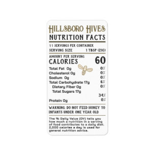 Honung Nutrition Facts Infant Warning Apiary Namn Adressetikett