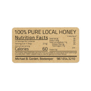 Honung Nutrition Facts Kraft Address Label Adressetikett