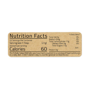 Honung Nutrition Facts Kraft Returadress Etikett
