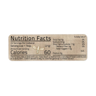 Honung Nutrition Facts Label Bee Muslin Brown Returadress Etikett
