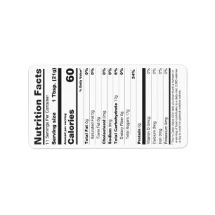 Honung Nutrition Facts Label Small 2020 White Adressetikett