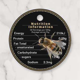 Honung Nutrition Information Märkre Australia Blac Gåvor Etiketter