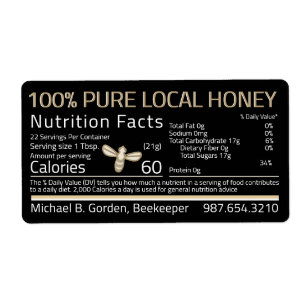 Honung Nutrition Little Bee Shipping Labels Black Fraktsedel