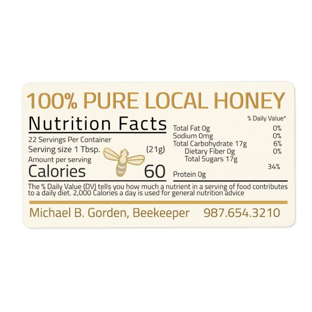 Honung Nutrition Little Bee Shipping Labels Fraktsedel (Framsidan)
