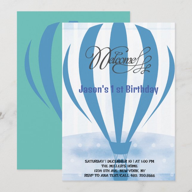 Honung party-ballonger för din första födelsedagsi inbjudningar (Fram/baksida)