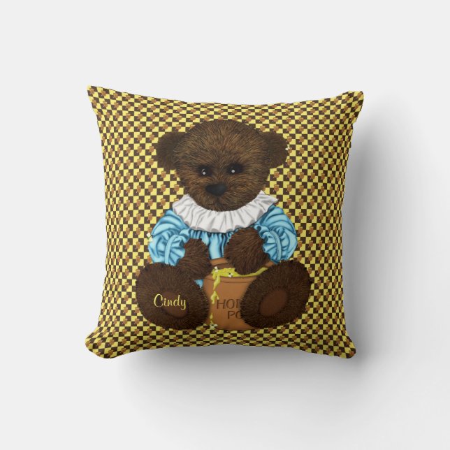 Honung Pot Bear-Brown-Gult Dekorativ kudde (Framsida)