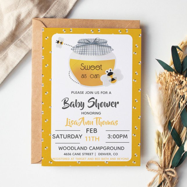 Honung Pot & Bee Baby Shower-inbjudan Inbjudningar (Skapare uppladdad)