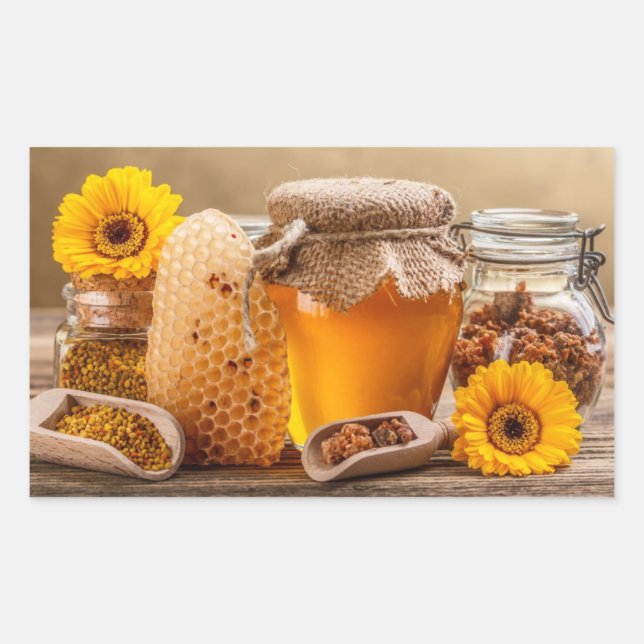 Honung Rektangulärt Klistermärke (Framsida)