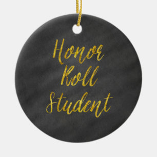 Honung Roll Student Faux Glitter Julgransprydnad Keramik